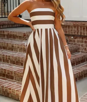 Coco lily’s brown striped dress thumbnail 1