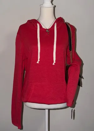 2000s vintage style red long sleeve hoodie thumbnail 1