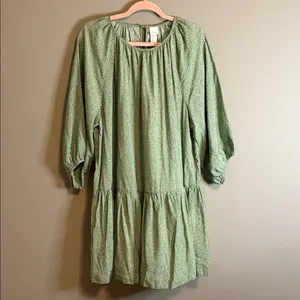 H&M Green Floral 3/4 length Raglan Balloon Sleeve M Cottagecore Prairie Feminine thumbnail 2