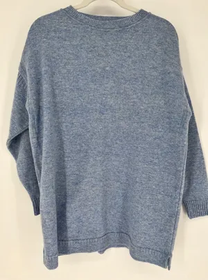 BAY ROAD Sweater Womens L Blue 100% Merino Wool Knit Crew Neck New Zealand Made thumbnail 1