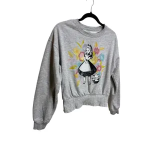 Disney Women's Alice Wonderland Graphic Crewneck Sweatshirt Heather Gray M thumbnail 4