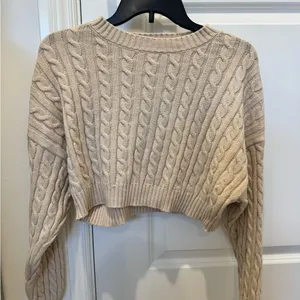 Altar'd State Cream Cable Knit Crew Neck Sweater thumbnail 1