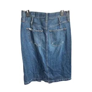 Distressed‎ Denim Skirt Size 26 tagged 25 EDWIN Dark Wash Blue Jean thumbnail 3
