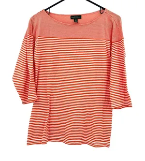 Lauren Jeans Co Size Medium‎ Shirt Red Pinstripe 3/4 Sleeve Casual Everyday LRL thumbnail 1