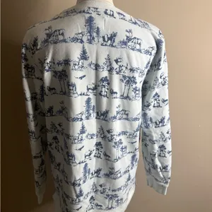 Vintage lands end Blue and White Scenic Print Sweatshirt size large thumbnail 10