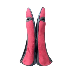 Donald J Pliner Red Peep Toe Ballet Flats Croc‎ Heel Brown trim Size 6.5 M thumbnail 3