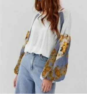 Free People White and Blue Sweater thumbnail 1