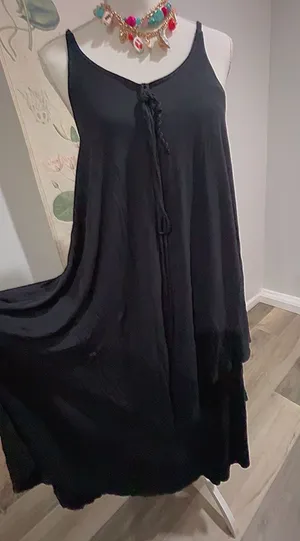 Free people beach black layered dress thumbnail 1