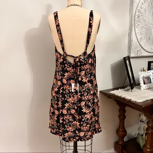 Free People Made Ya Look Sparkle Black Printed Mini Dress Size: Large thumbnail 9
