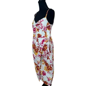 Great Jones Floral Midi Slip Dress SIZE 14 Cocktail Cotton Ruched Designer $250 thumbnail 9