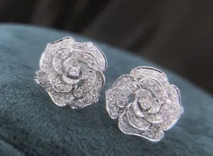 & Other Stories Gorgeous Silver Sophisticated Rose-Shaped Stud Earrings thumbnail 1