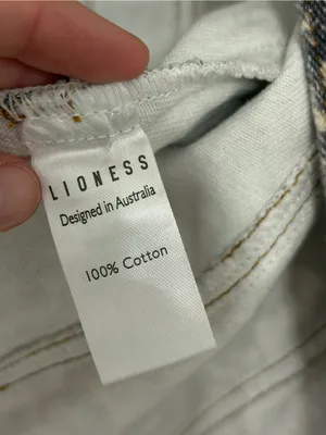NEW Lioness Rider Seamed Denim Jacket in Beige Leopard Fade Print - Size L thumbnail 8