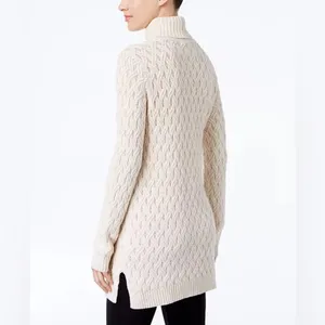 Jeanne Pierre Cable Knit Fisherman Tunic Sweater Gray thumbnail 3