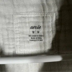 Aerie White Muslin Cotton Pool To Party Button‎ Down Top thumbnail 3