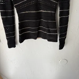 Bailey 44‎ Sweater Y2k Small Black Beige Striped Textured Knit Going Out Top thumbnail 3