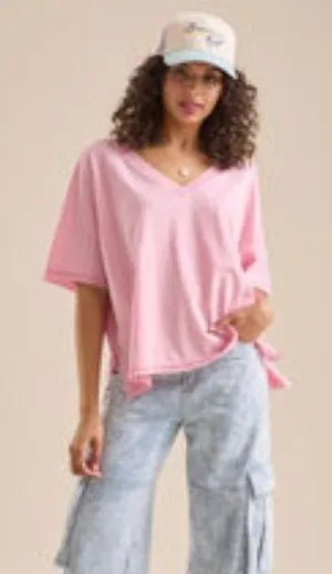 Altar’d State | NWOT Pink Amelia Oversized Cropped Tee | Medium thumbnail 1
