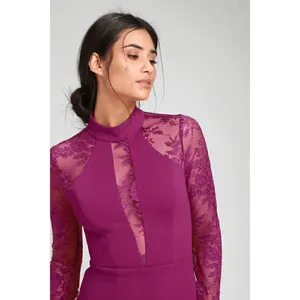 Lulus Oretha Fuchsia Lace Long Sleeve Bodycon Dress Small NWT thumbnail 12