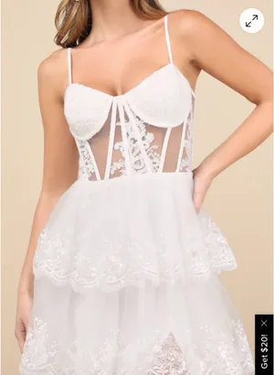 Lulus Alluring Sensation White Tulle Embroidered Tiered Maxi Dress thumbnail 4