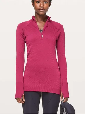 Lululemon Rest Less 1/2 Zip Star Ruby Long Sleeve Top thumbnail 2