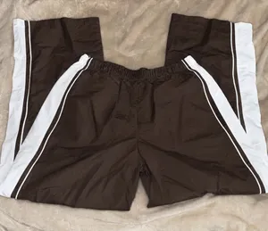 Brown Track Pants with White Stripe thumbnail 1
