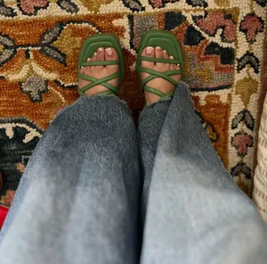 JustFab Green strappy platform sandals thumbnail 2