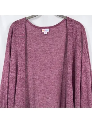 LuLaRoe Monroe M Burgundy Open Front Cardigan thumbnail 2