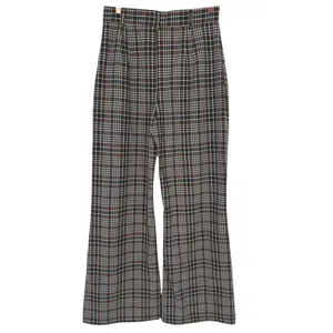 Free People Women's Plaid Wide Leg High Rise Trouser Pants Size 6 Boho Preppy‎ thumbnail 4