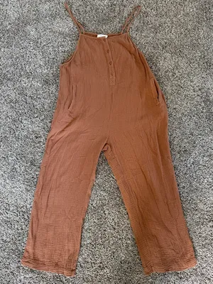 bohme Rust-Colored Button-Front Spaghetti Strap Jumpsuit thumbnail 4