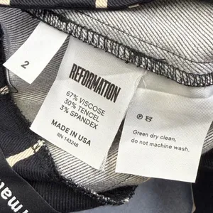 Reformation Black Pinstripe‎ High Rise Straight Leg Pants Size 2 Made in USA thumbnail 3