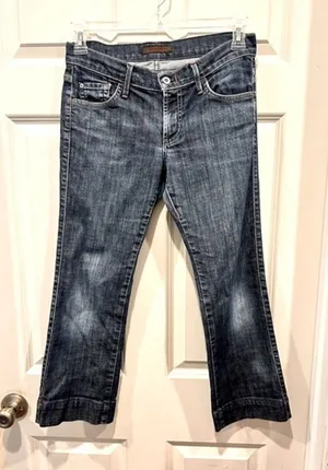 James Jeans Dry Aged Denim Women 27 Dark‎ Wash Bootcut Kick Crop Made in USAUSA thumbnail 1