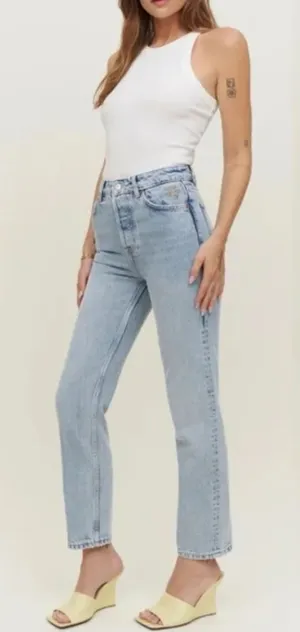 Reformation Cynthia High Rise Straight Jean Star Embroidered Sloane Size 28 thumbnail 1