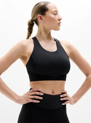 Athleta M Train Free High Neck Sports Bra Cup D-DD Medium Black thumbnail 1