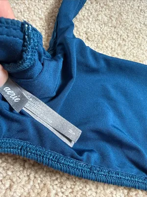 Aerie Peacock Teal Blue Textured Square Scoop Neck Bikini Top. Size Medium thumbnail 3