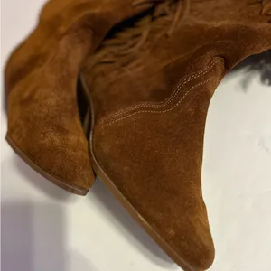 Vintage leather craft suede fringe boots size 6 thumbnail 5