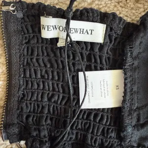 WeWoreWhat Smocked Black Bandeau Top Zip Hook Eye Back Closure‎ Sz XS NWT thumbnail 7