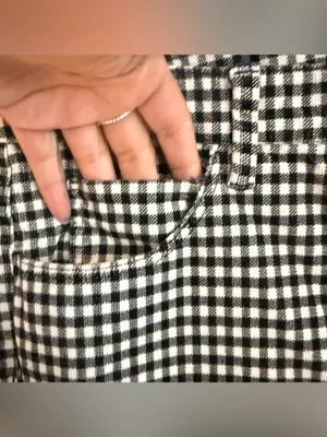 Talbots Womens Pants Black White Plaid Corduroy High Waist Straight Leg Size 12 thumbnail 6