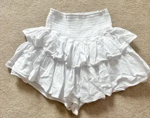 Blanco By Nature White Linen Mini Skirt Ruffle Medium thumbnail 1
