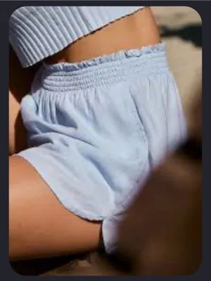 aerie Light Blue Wide-Leg Linen Blend Lounge Shorts Coastal Vacation Size Small thumbnail 1