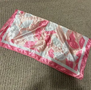 Pink and white floral silk scarf #floral #silkscarf #accessories thumbnail 1