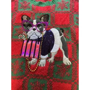 Holiday Time Women Size 4X Boston Terrier Ugly Christmas‎ Sweater Holiday Party thumbnail 3