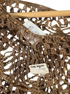 The Bead Metallic Crochet Shrug Capelet Bronze Boho Ren Fest Beaded NWT Y2K thumbnail 8
