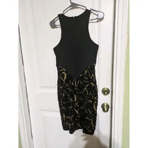 Cache Dress Women Black Gold Sequin Sleeveless Knee Length Cocktail Size 4 thumbnail 4