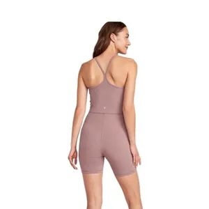 Old Navy PowerChill Racerback Romper Pink Athletic One Piece 6" Inseam thumbnail 3