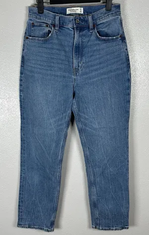 Abercrombie & Fitch The Ankle Straight Ultra High Rise Curve Love Jeans Sz 27/4 thumbnail 1