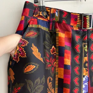 Joie Floral and Sun Graphic Silky Culotte Pants, Multicolored, Size Large thumbnail 6