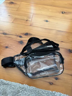 Clear and Black Trim Belt Bag - Transparent Waist Pack gameday bag thumbnail 4