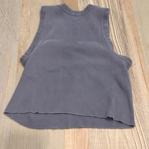 Brandy Melville Ribbed Crop Tank Top One Size Faded Blue Gray Scoop Neck Cotton thumbnail 2