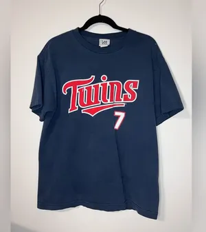 MN TWINS MLB Baseball Mauer #7 Vintage Tee Unisex Adult Sz L EUC thumbnail 1
