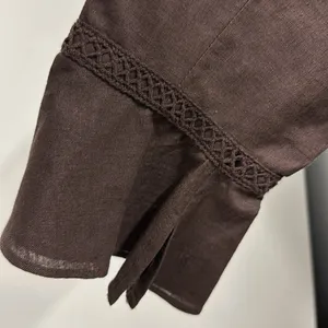 Oscar De La Renta Linen Brown 3 Quarter Bell Sleeve Hook Front Top Jacket Size 8 thumbnail 14