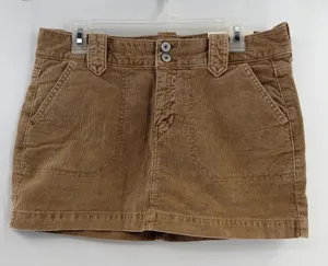 American Eagle Y2K Super Low Rise Corduroy Mini Skirt Womens 8 NWT Tan Stretch thumbnail 1